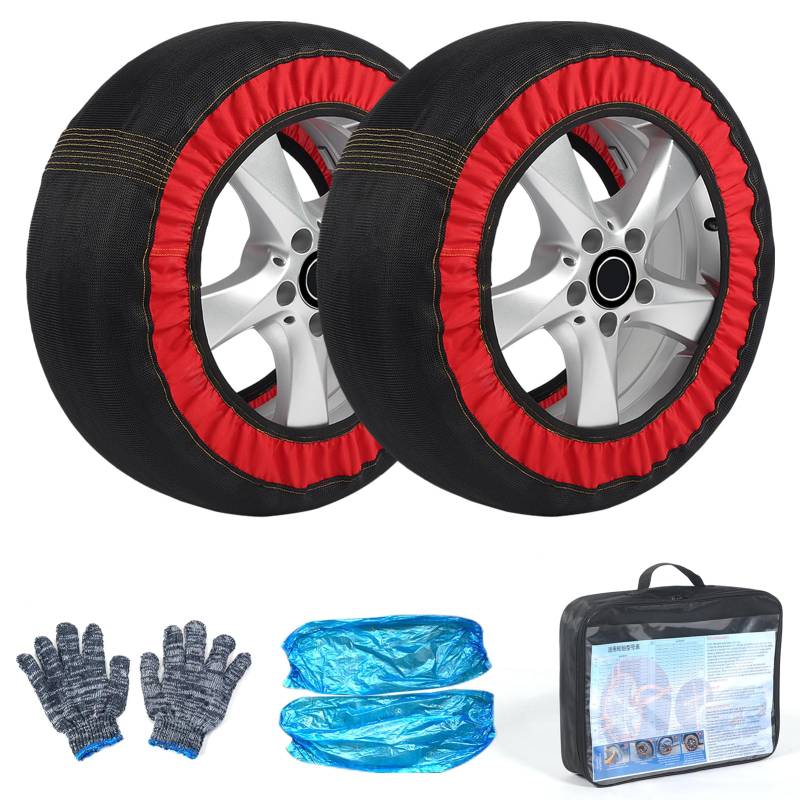 Shkalacar 2 Stück Automotive Snow Socks, Schneesocken, Anti Slip Super Stark, Tiefstemperaturbeständigkeit Kein Lärm, Reifensocken für Winter Fahrbedingungen (6005) von Shkalacar