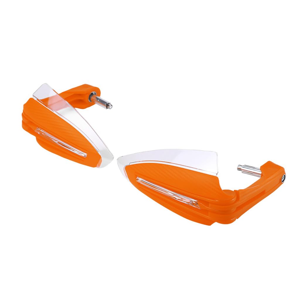 Shkalacar 2 Teiliger Universal Motorrad Handschutz, Winddichter Lenker Handschützer mit Tagfahrlicht und Lenkerendstopfen, Griffschutz für ATV Offroad Motorräder(Orange) von Shkalacar