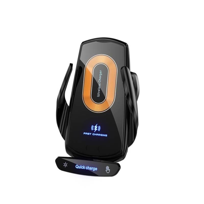 Shkalacar 2 in 1 Auto Handyhalterung, Kabelloses Aufladen Halterung mit 0-6mm Ladeabstand, 53-92mm Klemmbereich, Intelligente automatische QuickCharge, Auto Handy Magnet Ladegerät für Phone(Schwarz) von Shkalacar