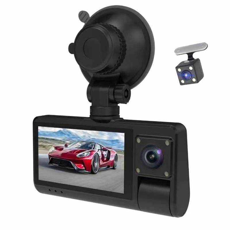 Shkalacar 3 Kameras Dashcam Auto Vorne und Hinten, Touchscreen Autokamera Recorder mit WiFi Verbindung, Dreikanalsystem, Parküberwachung, Loop Aufnahme, Weitwinkel Rückspiegel Videoaufnahme Camcorder von Shkalacar