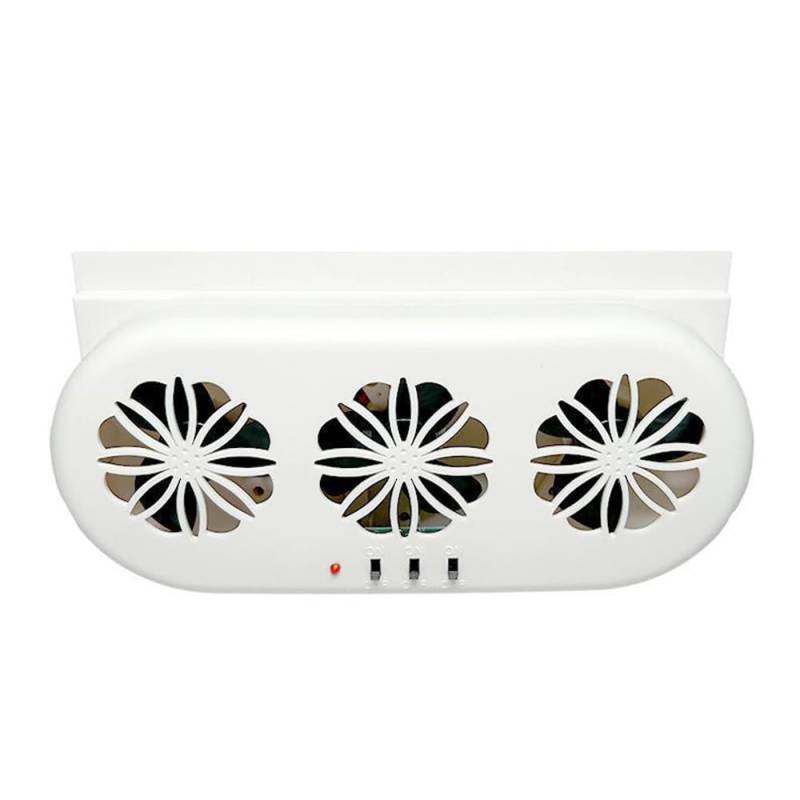 Shkalacar 3 Lüfter Auto Abluftventilator, USB Kfz Kühlerventilator mit unabhängigem Schalter, Dreifach Lüfterdesign, Silent Luftzirkulationsventilator Ventilator für Wärme ableiten(Weiß, USB & Solar) von Shkalacar