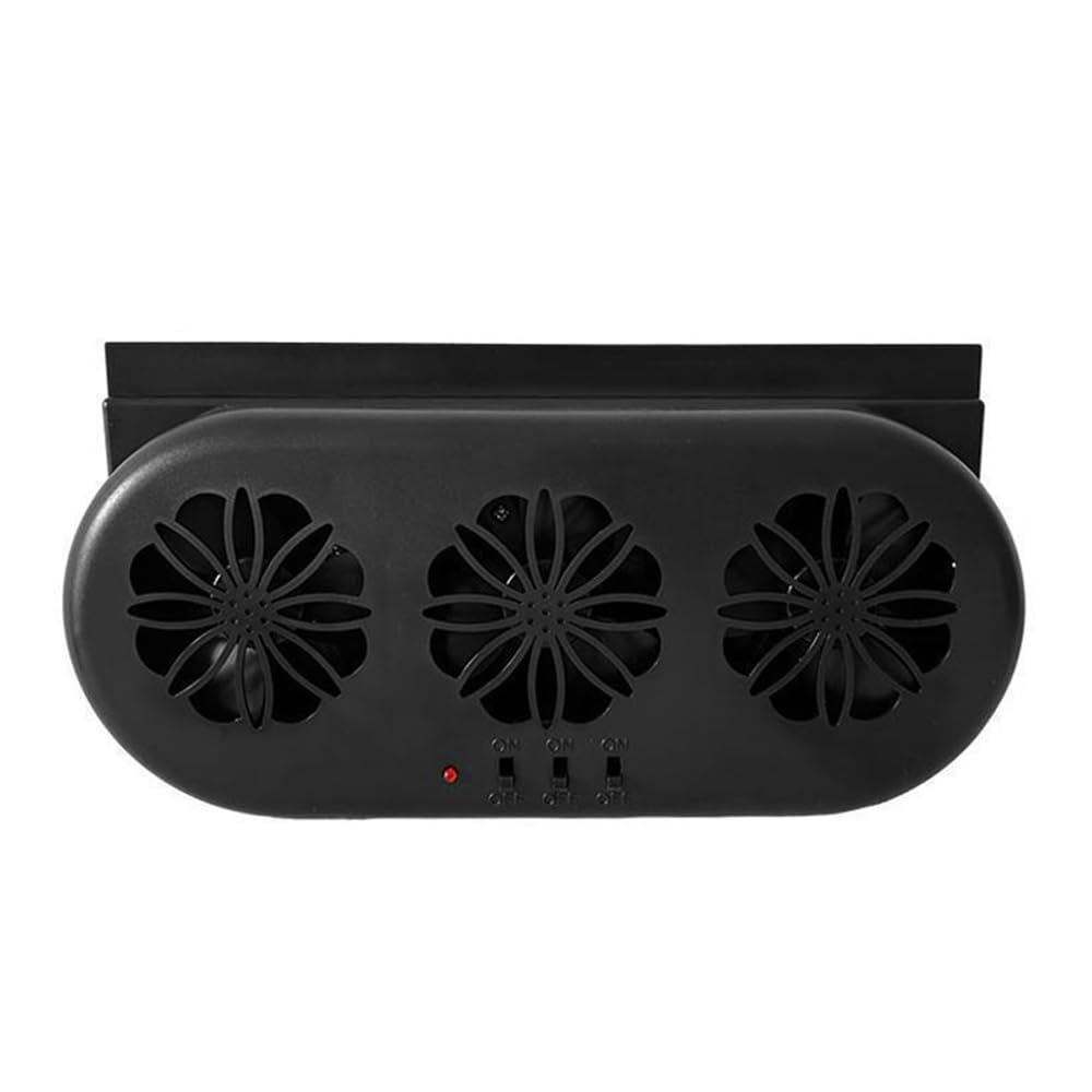 Shkalacar 3 Lüfter Auto Abluftventilator, USB Kfz Kühlerventilator mit unabhängigem Schalter, Dreifach Lüfterdesign, Silent Luftzirkulationsventilator Ventilator für Wärme ableiten (Schwarz, USB) von Shkalacar