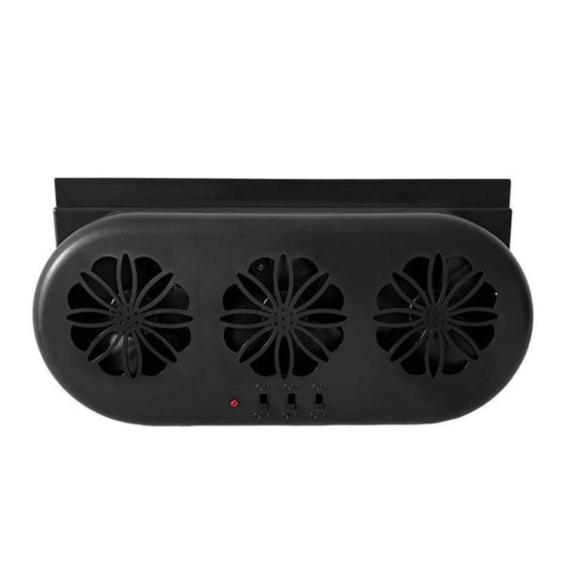 Shkalacar 3 Lüfter Auto Abluftventilator, USB Kfz Kühlerventilator mit unabhängigem Schalter, Dreifach Lüfterdesign,Silent Luftzirkulationsventilator Ventilator für Wärme ableiten(Schwarz,USB & Solar) von Shkalacar