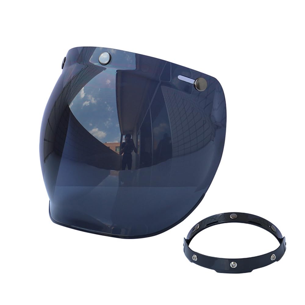 Shkalacar 3 Snap Helmvisier für Open Face Helme, Helm Blasenvisier mit Klapphalterung, Mehrfarbig erhältlich, Ersatzvisier Helm für Motorrad Radfahren(Dunkelbraun) von Shkalacar