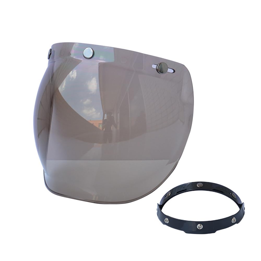 Shkalacar 3 Snap Helmvisier für Open Face Helme, Helm Blasenvisier mit Klapphalterung, Mehrfarbig erhältlich, Ersatzvisier Helm für Motorrad Radfahren(Tan) von Shkalacar