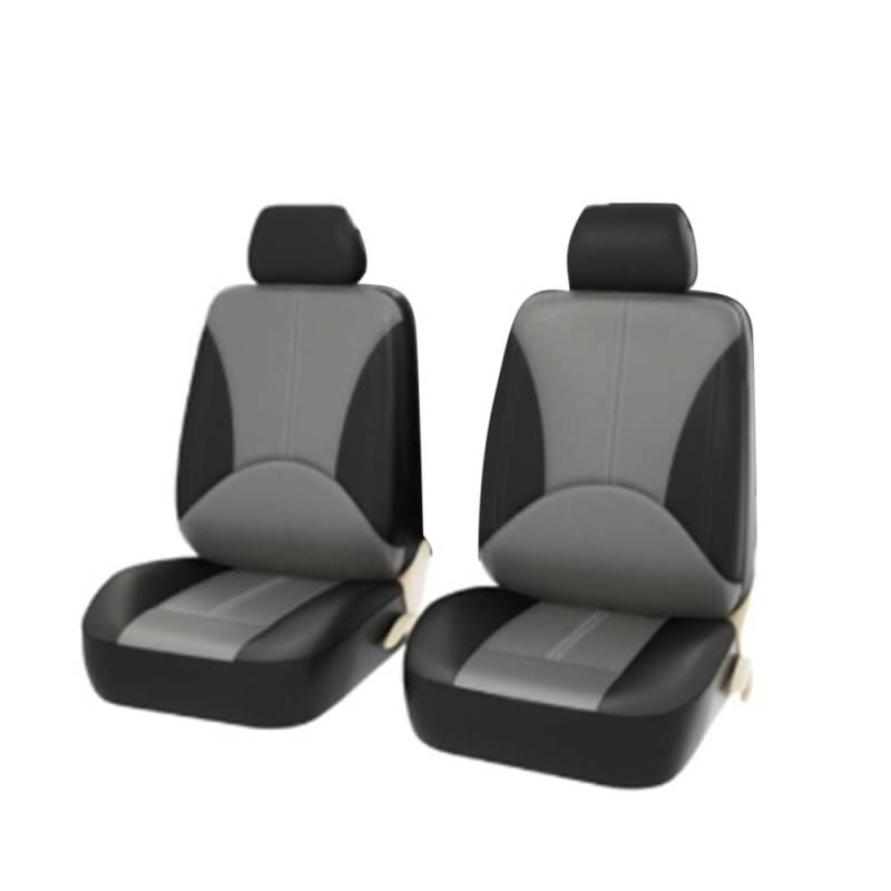 Shkalacar 4 teiliges Autositzbezüge, Universal atmungsaktives PVC Leder Sitzbezüge mit 2 Vordersitzbezüge, 2 Kopfstützenbezüge, Auto Schonbezüge für SUV Fahrzeuge(4 Stück, Schwarz und Grau) von Shkalacar