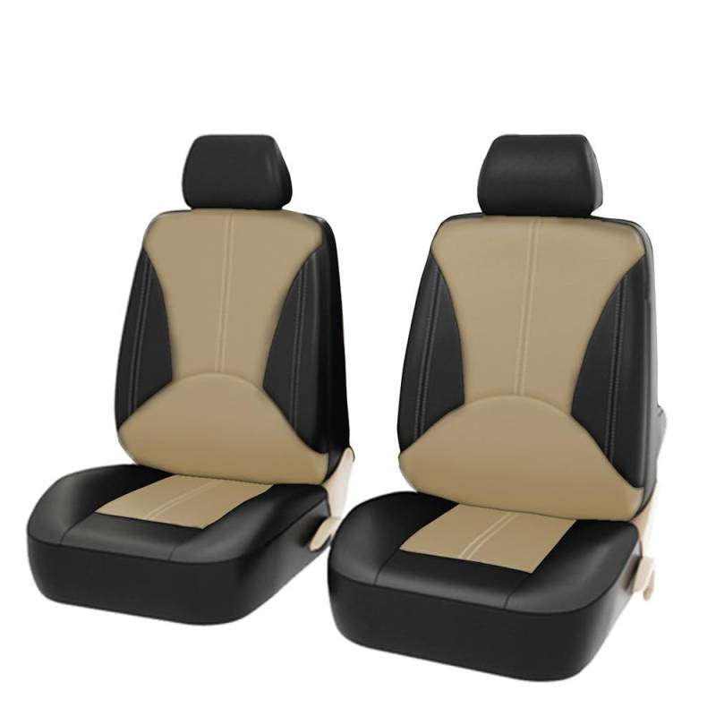 Shkalacar 4 teiliges Autositzbezüge, Universal atmungsaktives PVC Leder Sitzbezüge mit 2 Vordersitzbezüge, 2 Kopfstützenbezüge, Auto Schonbezüge für SUV Fahrzeuge(4 Stück,Beige und Schwarz) von Shkalacar