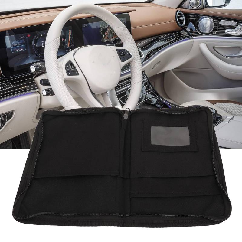 Shkalacar Auto Handschuhfach Organizer, Auto aufbewahrungsmappe Organizer mit 6 Taschen Multifunktionales Design, mit Reißverschluss, Universal für Auto Schutzdokumente und Zubehör von Shkalacar