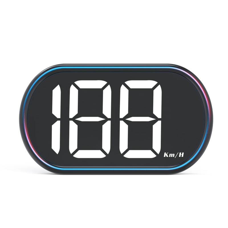 Shkalacar Auto Head Up Display, Digitaler Tachometer mit Großer Bildschirm und Fahrzeuggeschwindigkeitsanzeige, GPS KM/H Tachometer für PKW, LKW, Plug-and-Play(Typ 2, Weißes Wort-KMH) von Shkalacar