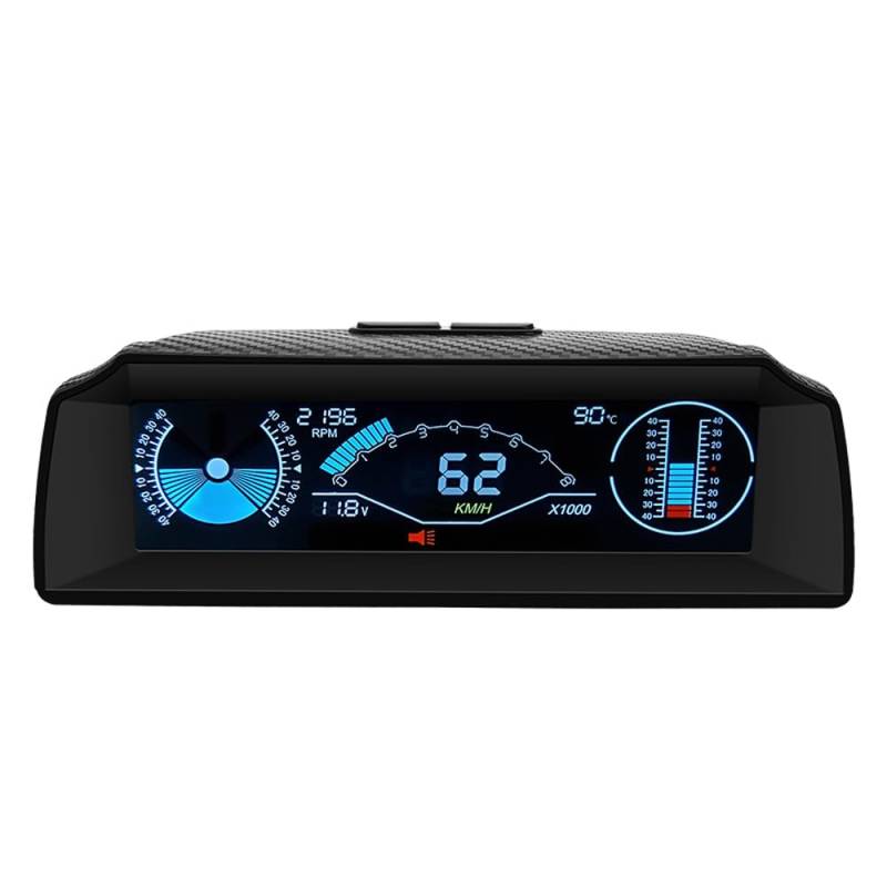 Shkalacar Auto Head Up Display, Multifunktionaler Winkel Neigungsmesser mit LCD Digital Tachometer, unterstützt Übergeschwindigkeitsalarm, Müdigkeit, Fahrerinnerung, Tachometer für Auto LKW SUV von Shkalacar