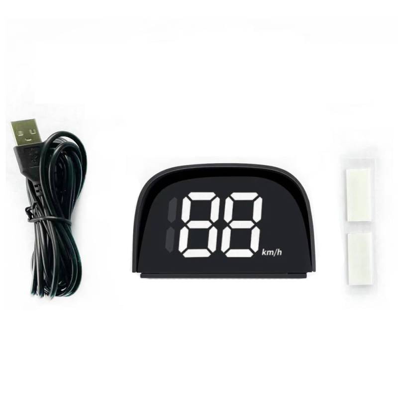 Shkalacar Digitaler Auto Tachometer, G P S Geschwindigkeitsmesser mit LCD Display, USB Plug and Play, Übergeschwindigkeitswarnung, Universal HUD Head Up Display für Bike Motorrad Auto(kilometers,Weiß) von Shkalacar