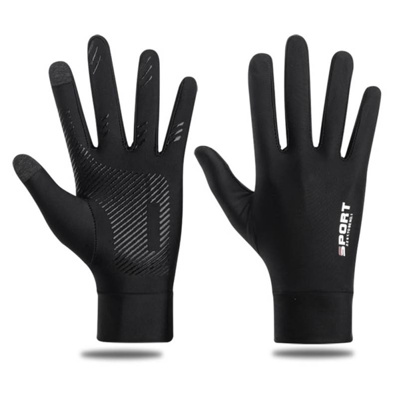 Shkalacar Motorrad Eisseide Handschuhe, Sommer UV Schutzhandschuhe Touchscreen Freundlich, rutschfeste Atmungsaktive Motorradhandschuhe zum Fahren Radfahren Reiten Klettern(Schwarz, Full Finger L) von Shkalacar