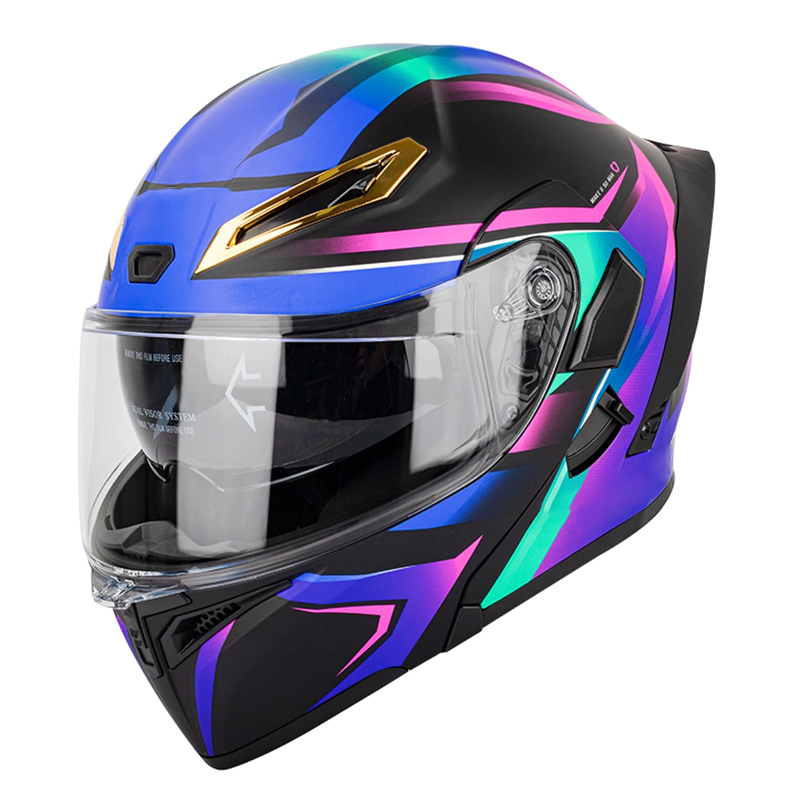 Shkalacar Motorradhelm, Unisex hochklappbarer Integralhelm mit Doppelvisier, Integrierte Sonnenbrille, Four Seasons New Motorradhelm für Fahrer (L, Mehrfarbig) von Shkalacar