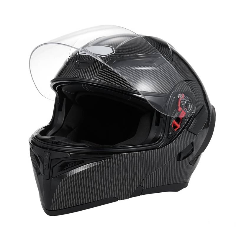 Shkalacar Motorradhelm Unisex für Erwachsene, Motorradhelm mit doppeltem Visier, nach Oben klappbar, mit BT Space, Integralhelm Cool Rider Equipment für Four Seasons (L) von Shkalacar