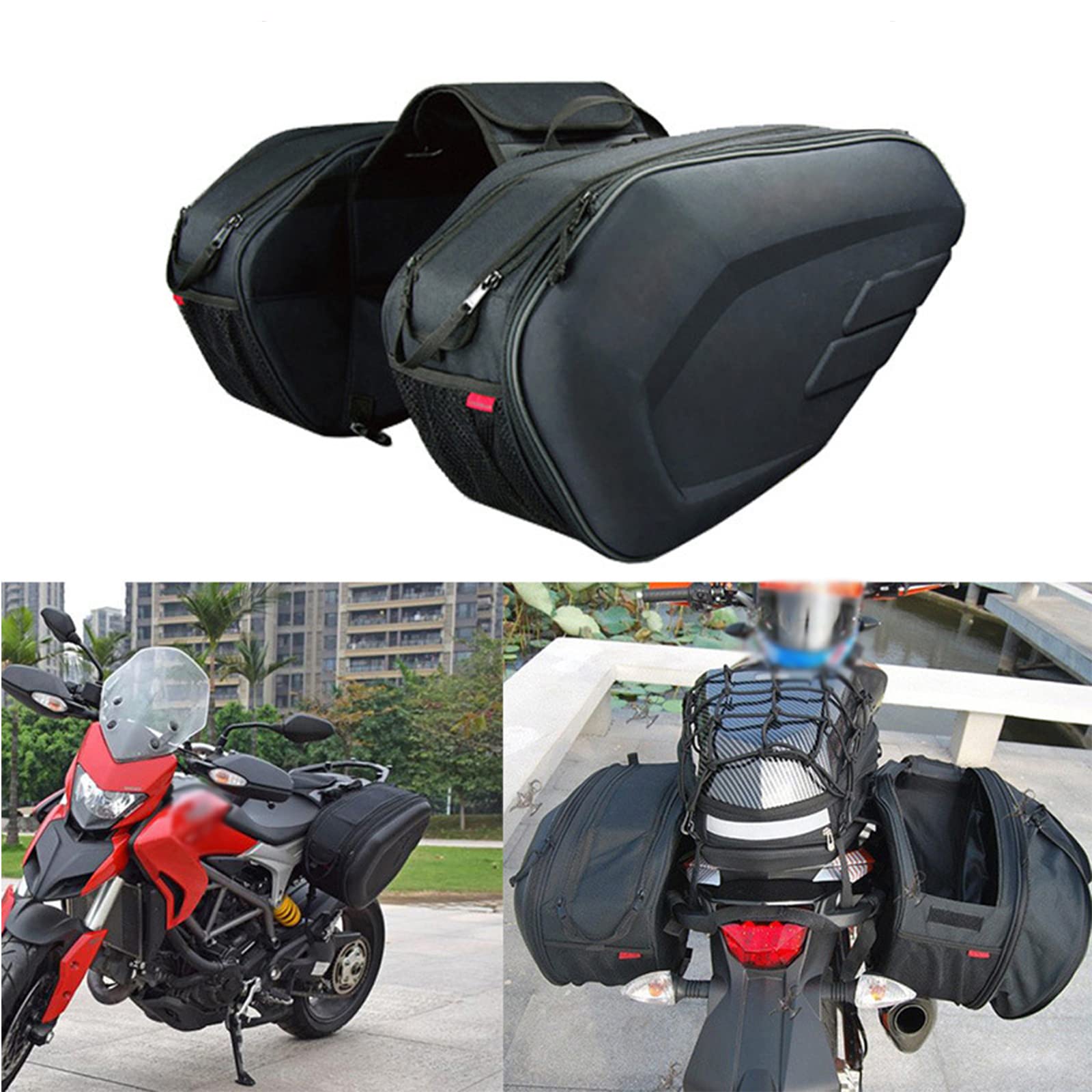 Shkalacar Rücksitztasche für Motorrad, Satteltasche, Seitentasche, Fahrradtasche, Organizer, Rücksitz-Organizer, Universal, 36 – 58 l, mit wasserdichter Hülle von Shkalacar