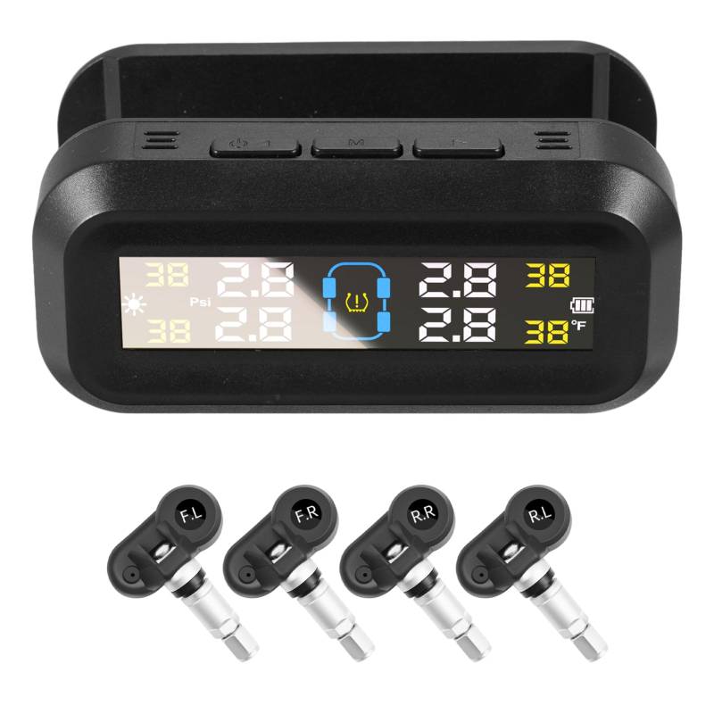 Shkalacar TPMS Reifendruckkontrollsystem, Reifendrucküberwachungssystem mit 4 internen Sensoren Echtzeit Temperaturdruckanzeige 0-5 Bar, Reifendrucküberwachungsystem für Auto SUV von Shkalacar