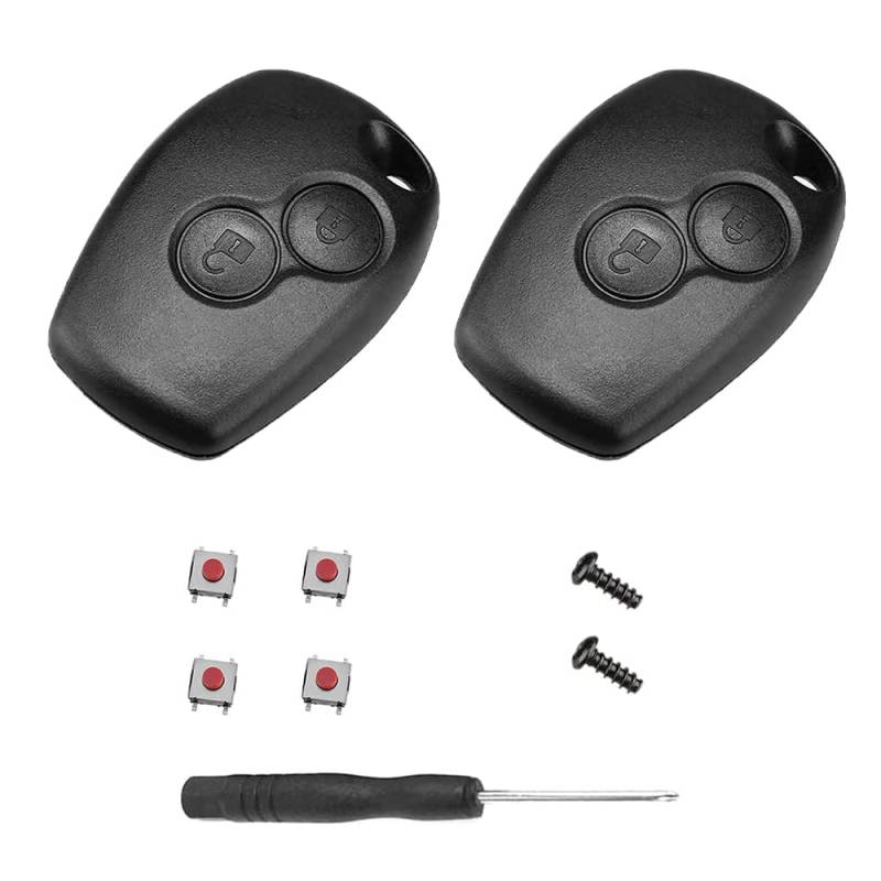 2 Pack 2 Tasten autoschlüssel hülle Autoschlüssel 2 Taste schlüsselhülle mit 4 Mikrotaster Taster und Schraubendreher Kompatibel mit clio Trafic Master Dacia Dustuer Sandero von ShnminEU