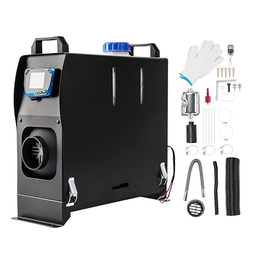 Diesel-Luft-Auto-Standheizung All-in-One, Standheizung Diesel, 8KW 12V Dieselheizung Schnelles Aufheizen mit verbessertem LCD-Schalterdisplay und Fernbedienung für Wohnmobil, Garage (Schwarz) von ShockFlo