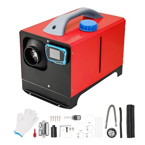 Dieselheizung All-in-One,5KW 12V Standheizung Diesel Diesel-Luft-Auto-Parkheizung mit verbessertem LCD-Schalterdisplay und Fernbedienung, schnelles Aufheizen, für Wohnmobil, Garage, LKW, Boot, Rot von ShockFlo