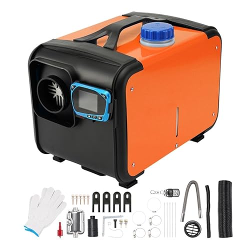 ShockFlo 5-Dieselheizung 8KW luftheizung diesel 12V Auxiliary Heater Diesel Standheizung mit Schalldämpfer LCD Schalter für Auto, Boot, PKW Dieselheizung-Anhänger, Wohnmobile, Wohnwagen (Orange) von ShockFlo