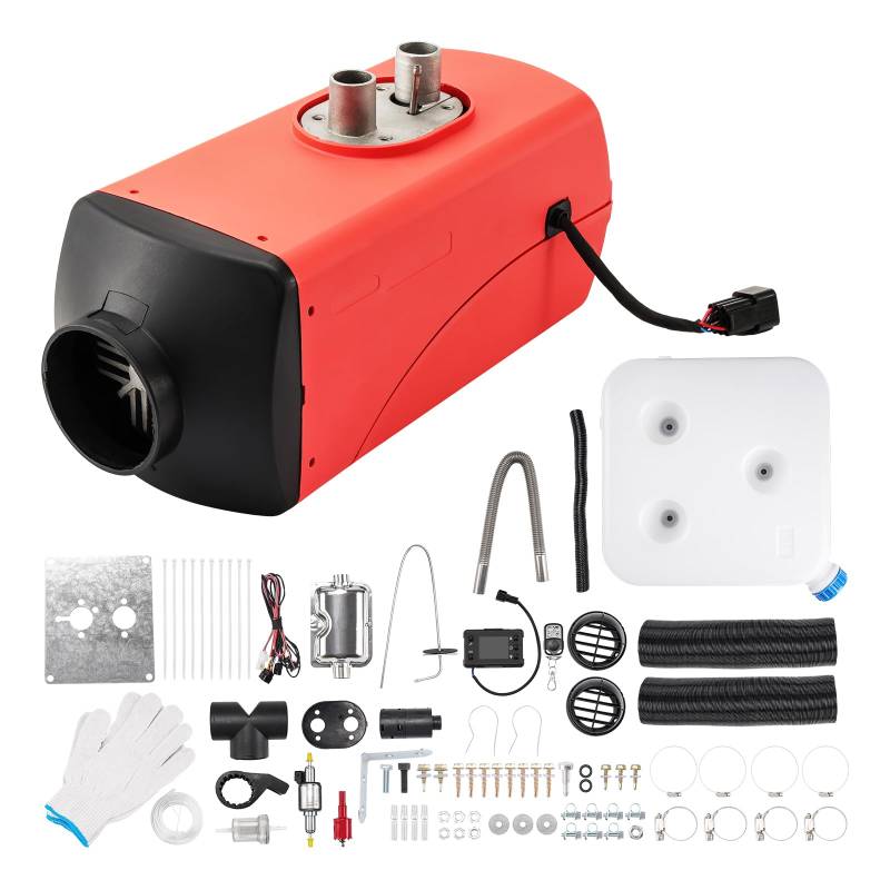 ShockFlo Dieselheizung, 12V 5KW Standheizung Diesel mit LCD-Bildschirm Schalldämpfer Griffschalter, Air Diesel Heizung Luft Dieselheizung für Auto RV Boote KFZ PKW Wohnmobil Bus(Rot) von ShockFlo