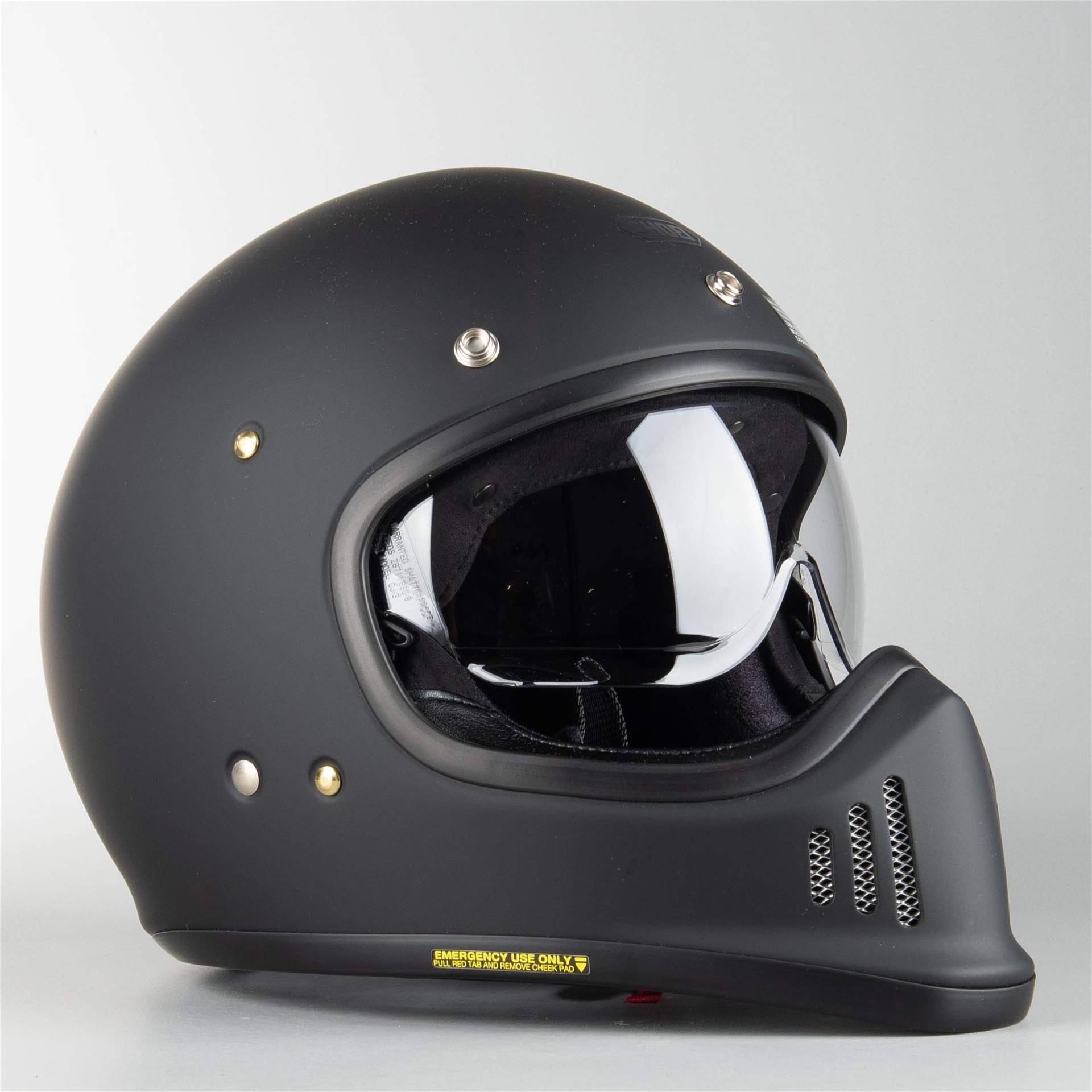 Shoei Integralhelm EX-ZERO schwarz matt Retro Fiberglas mit Doppel-D Verschluss, S 55/56 von Shoei