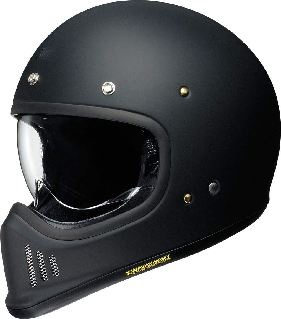 Shoei Integralhelm EX-ZERO schwarz matt Retro Fiberglas mit Doppel-D Verschluss, XL 61/62 von Shoei