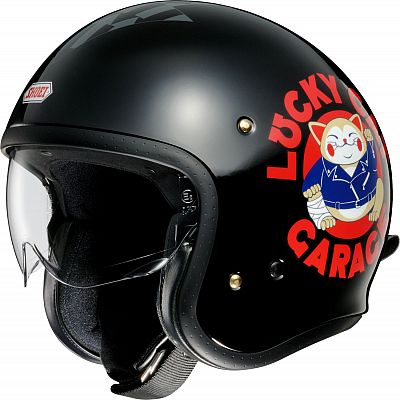 Shoei J.O Lucky Cat Garage, Jethelm - Schwarz/Grau/Rot - XS von Shoei