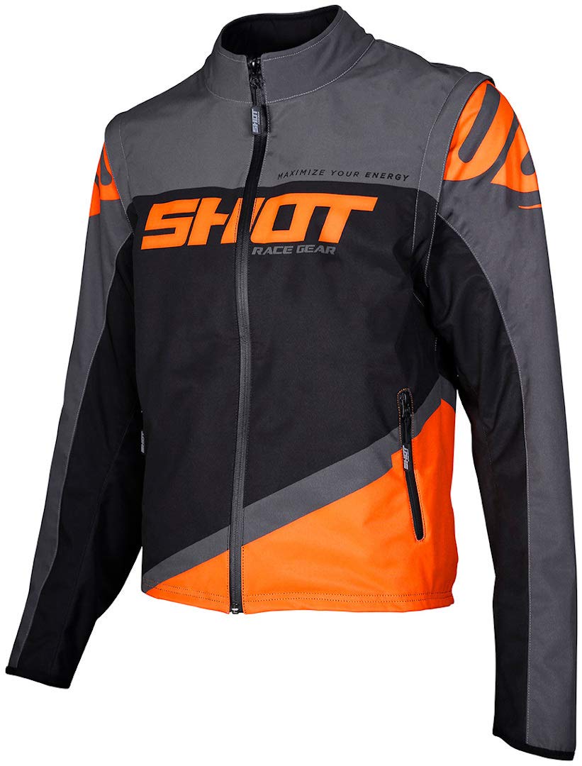 Shot Jacke Softshell Lite, Erwachsene (Grau/Neon Orange, Größe klein) von Shot Race Gear