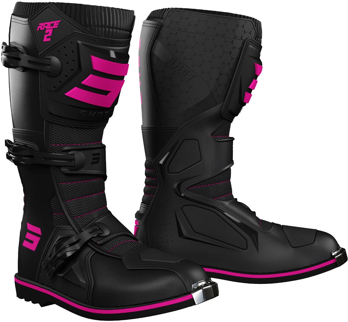 Shot Race 2 Kinder Motocross Stiefel (Black/Pink,36) von Shot Race Gear