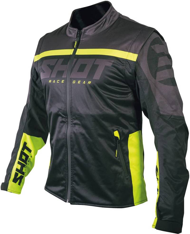 Shot Erwachsene Jacke Softshell lite 2.0 (Größe S, Neon Schwarz/Gelb) von Shot Race Gear