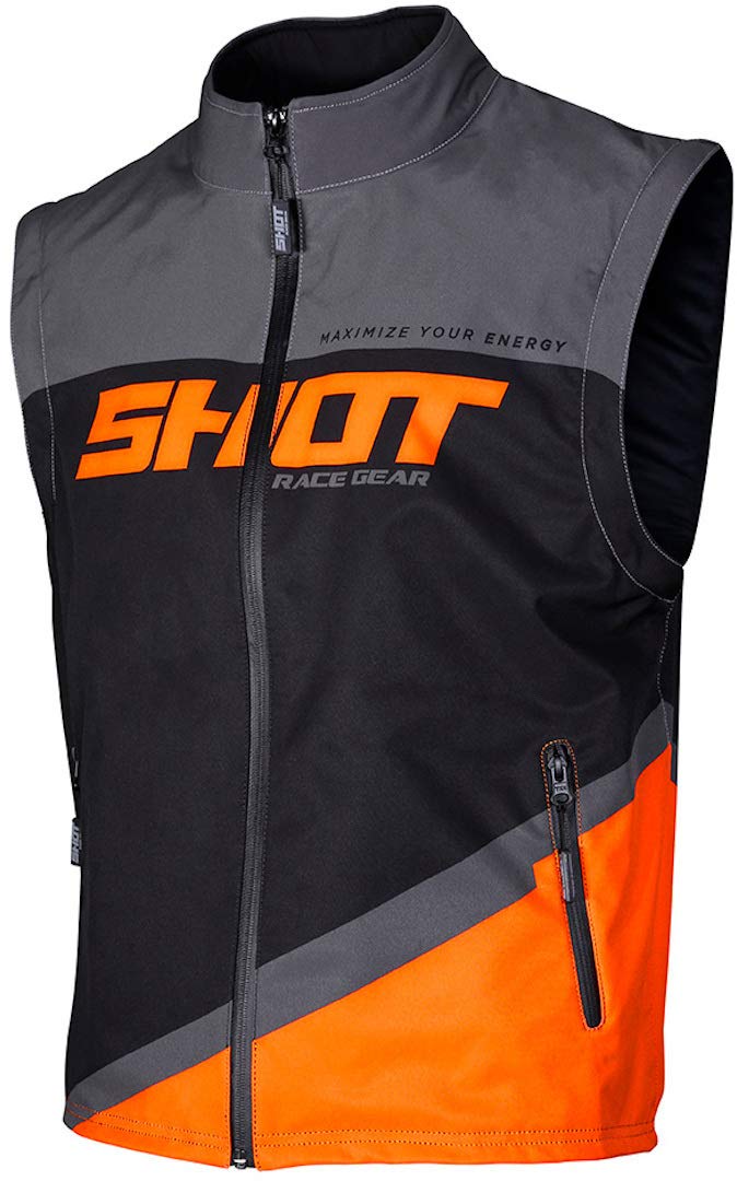 Shot Jacke Bodywarmer Lite, Erwachsene (Grau/Neon Orange, Größe Mittel) von Shot Race Gear