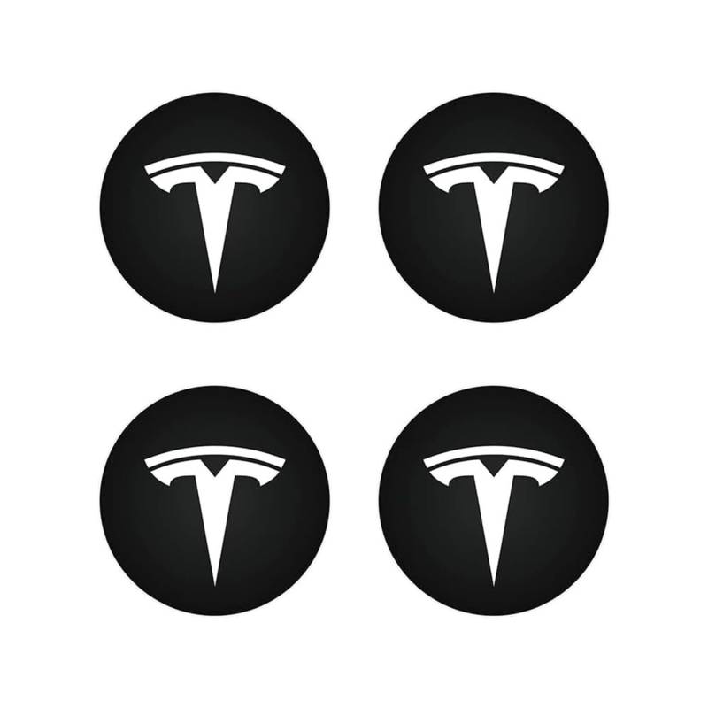 ShowEv für Tesla Model 3 Y Radkappen Mitte Logo 4Pcs (Schwarzes und weißes Logo) von ShowEv