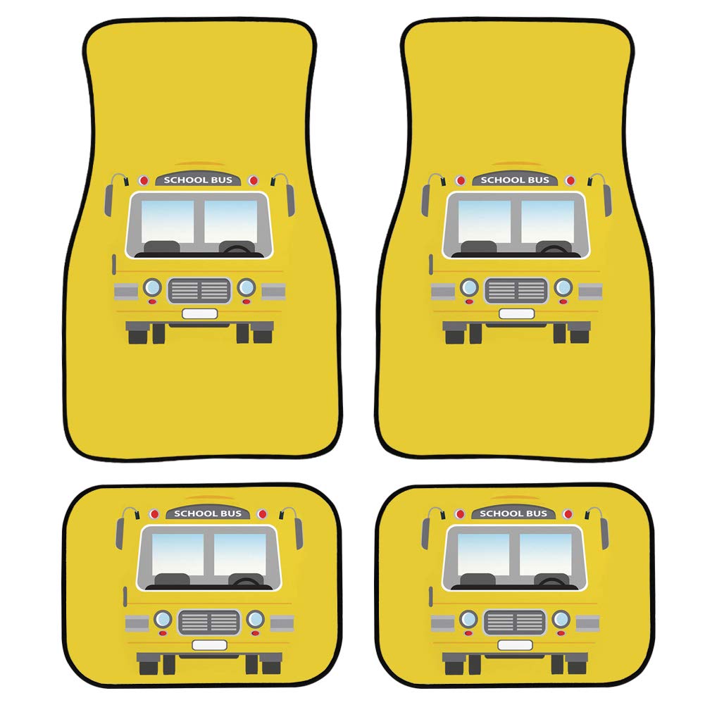 Showudesigns Automatten mit Schulbus-Druck, Gummi-Rückseite, rutschfest, strapazierfähig, für jedes Wetter, 4-teilig, für Auto, SUV, LKW und Lieferwagen, Schutzteppiche von Showudesigns