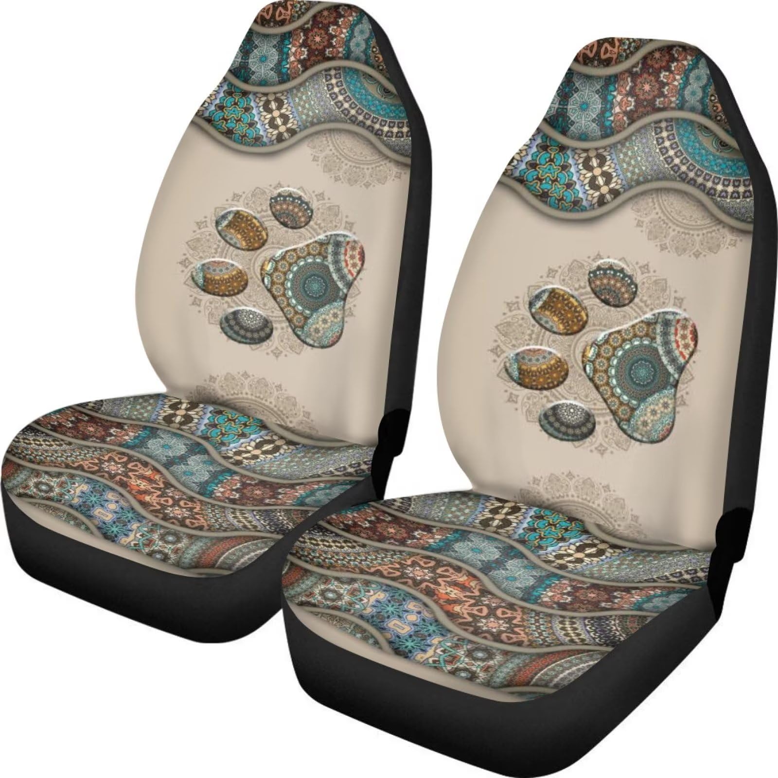 Showudesigns Boho Paw Western Autositzbezug Vordersitze Nur für Frauen Tribal Aztec Satteldecke Sitzbezüge Vollständiges 2er Set Universal Fit Southwestern von Showudesigns