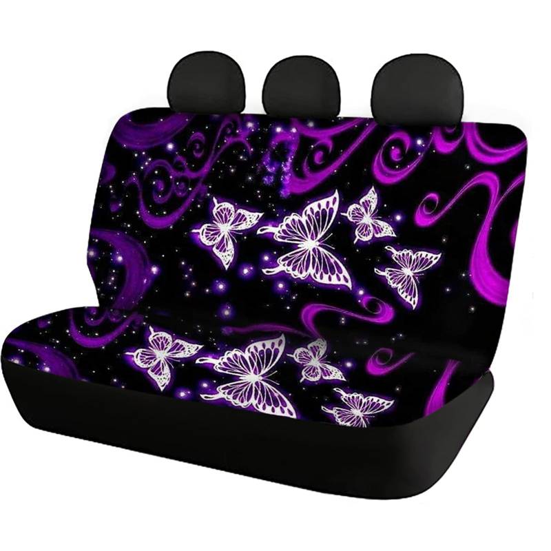 Showudesigns Butterfly Hunde-Sitzbezüge für Autos, Rücksitzschutz, Kofferraum-Rücksitzschutz, 2 Stück, universell passend für die meisten Autos, Lieferwagen, LKWs, Zubehör, Lila von Showudesigns