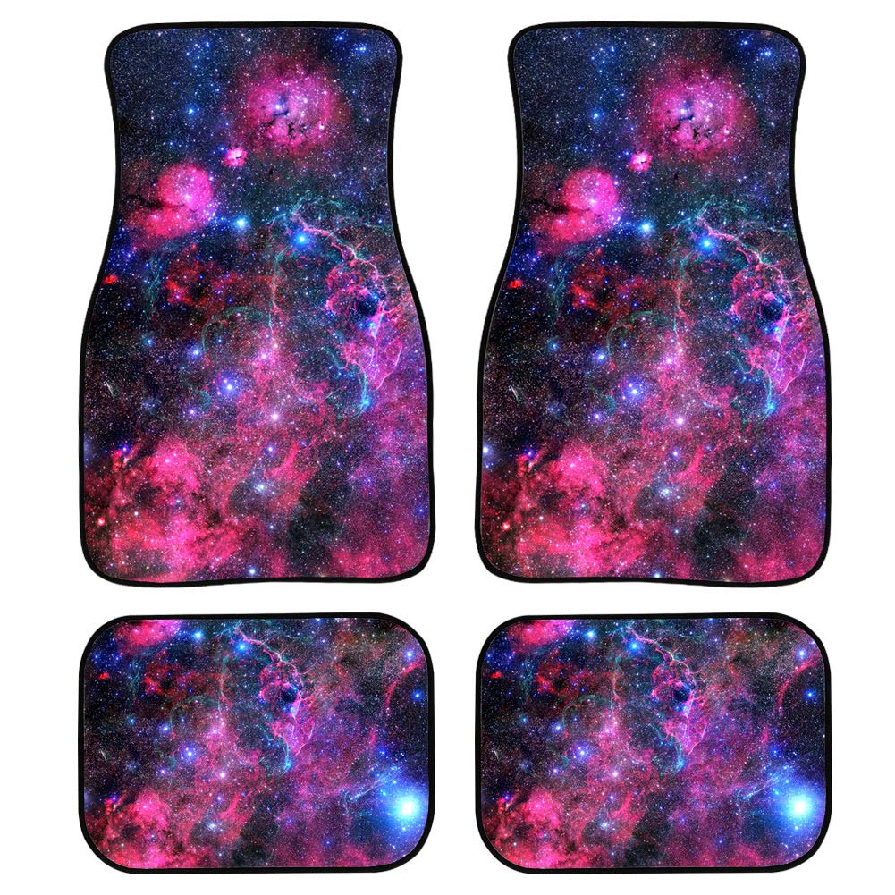 Showudesigns Fußmatten Teppich für Auto, SUV und LKW, Schutz, 4 Stück, weich und einfach auf den Sitzen, Galaxy Space Print Vorder- und Rücksitz, Teppich, Allwetterschutz, universelle Passform von Showudesigns