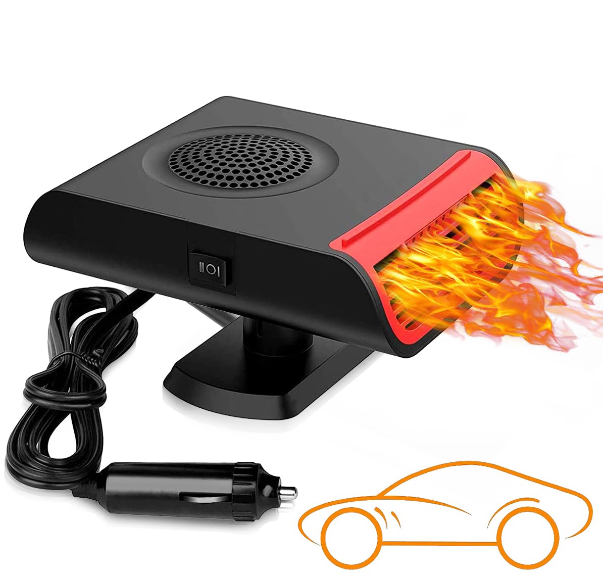 Showvigor 12V Autoheizung, Auto Heizlüfter, Tragbare Autoheizung Anti-Beschlag Windschutzscheibe Defroster, Defroster Mit ergonomischem Handgriff Zigarettenanzünder Heizlüfter für alle Autos von Showvigor