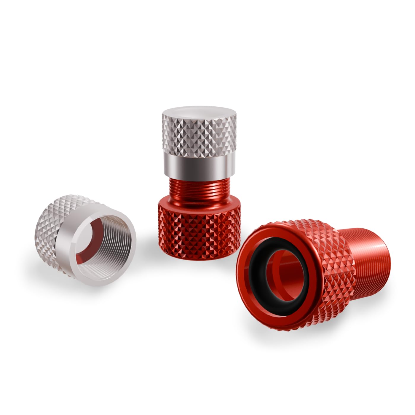 Shredr. Presta Ventil-Adapter Set | Adapter französisches Ventil auf Auto Ventil | hochwertiges Aluminium (rot) von Shredr.