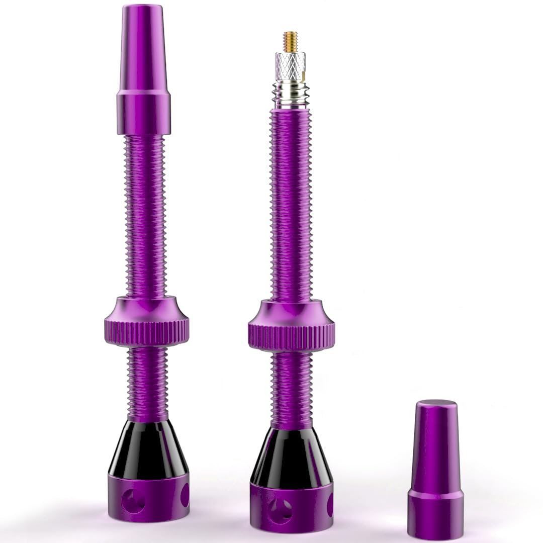 Shredr. Tubeless Ventile Set, Purple | Presta Ventile für Schlauchlos-Reifen | Superleichtes Alu, pink eloxiert, französisches Ventil | 60mm für Hochprofil Rennrad-Felgen von Shredr.