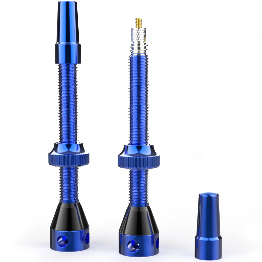 Shredr. Tubeless Ventile Set, blau | Presta Ventile für Schlauchlos-Reifen | Superleichtes Alu, blau eloxiert, französisches Ventil | 60mm für Hochprofil Rennrad-Felgen von Shredr.