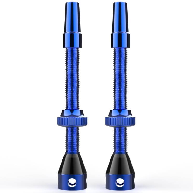 Shredr. Tubeless Ventile Set, blau | Presta Ventile für Schlauchlos-Reifen | Superleichtes Alu, blau eloxiert, französisches Ventil | 60mm für Hochprofil Rennrad-Felgen von Shredr.