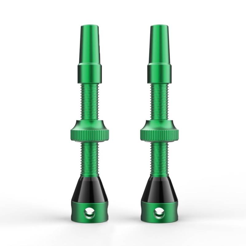 Shredr. Tubeless Ventile Set, grün | Presta Ventile für Schlauchlos-Reifen | Superleichtes Alu, ArmyGreen eloxiert, französisches Ventil | 44mm für Normale Tubeless-Felgen von Shredr.