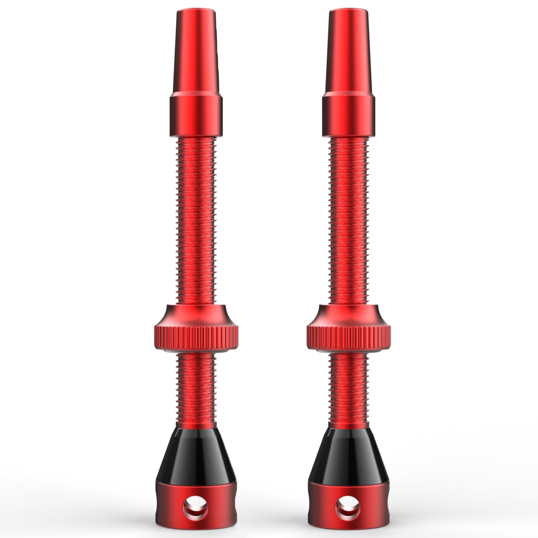 Shredr. Tubeless Ventile Set, rot | Presta Ventile für Schlauchlos-Reifen | Superleichtes Alu, rot eloxiert, französisches Ventil | 60mm für Hochprofil Rennrad-Felgen von Shredr.