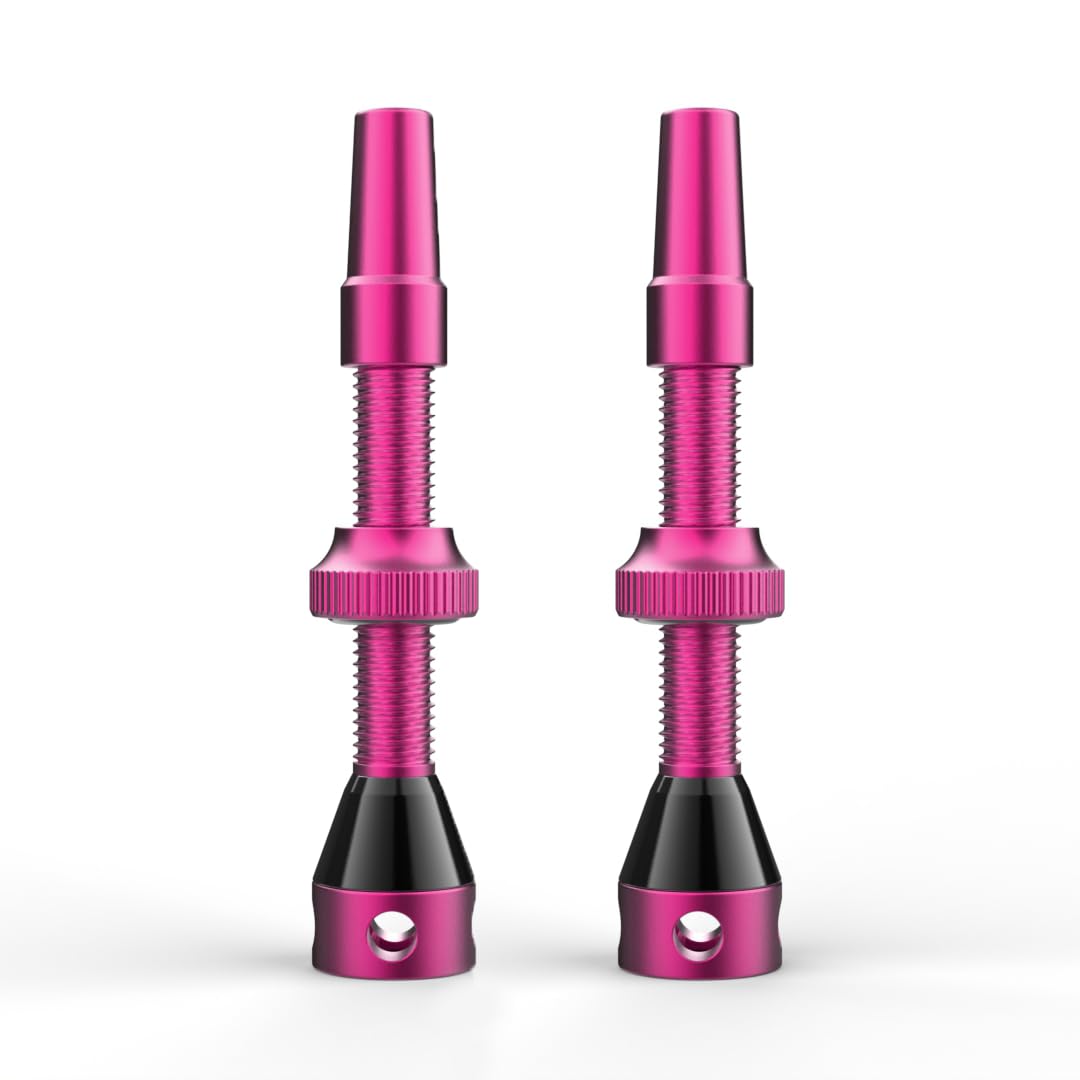 Shredr. Tubeless Ventile Set | Presta Ventile für Schlauchlos-Reifen | Superleichtes Alu, bunt eloxiert, französisches Ventil | Für Normale Tubeless-Felgen (pink, 44mm) von Shredr.