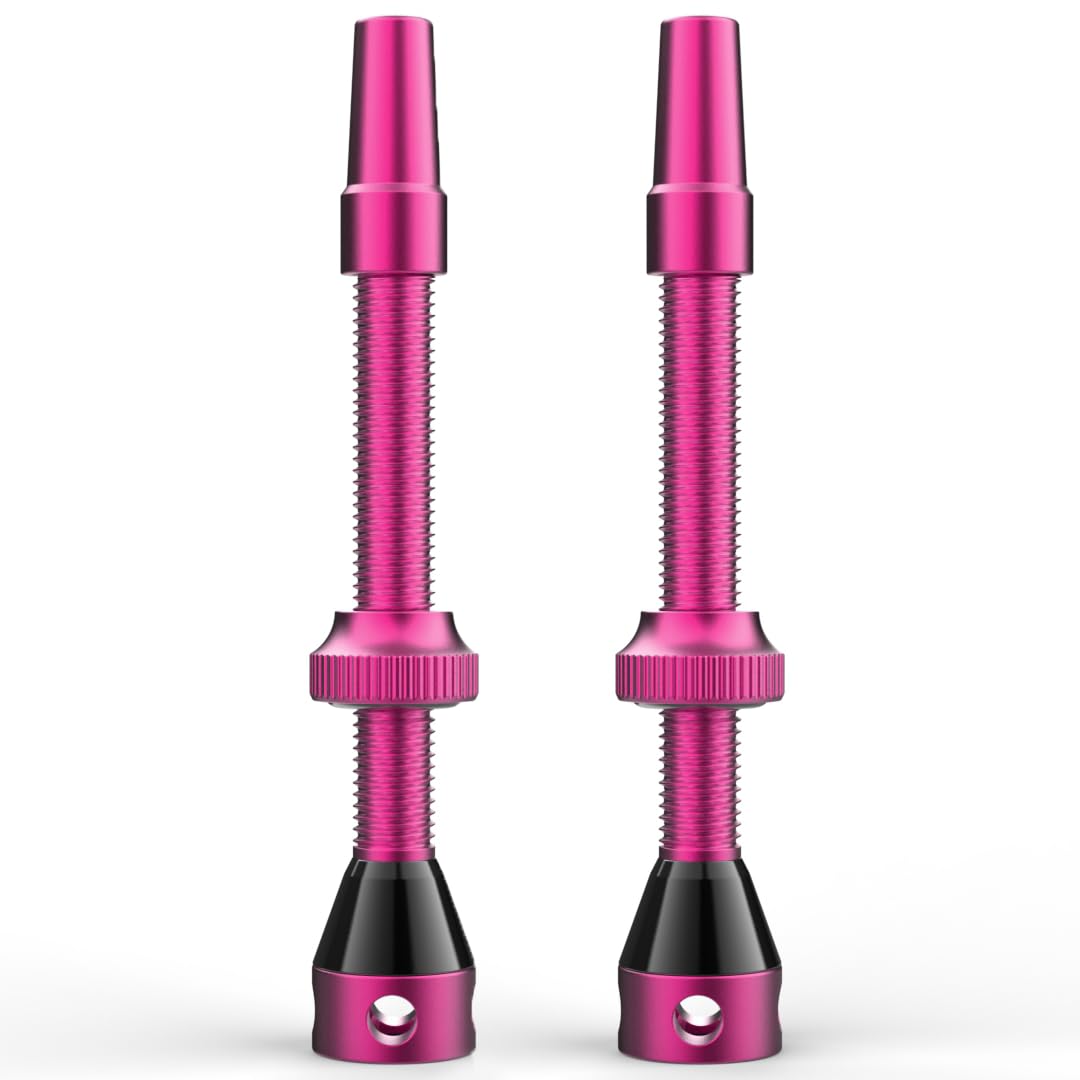 Shredr. Tubeless Ventile Set | Presta Ventile für Schlauchlos-Reifen | Superleichtes Alu, bunt eloxiert, französisches Ventil | Für Normale Tubeless-Felgen (pink, 60mm) von Shredr.