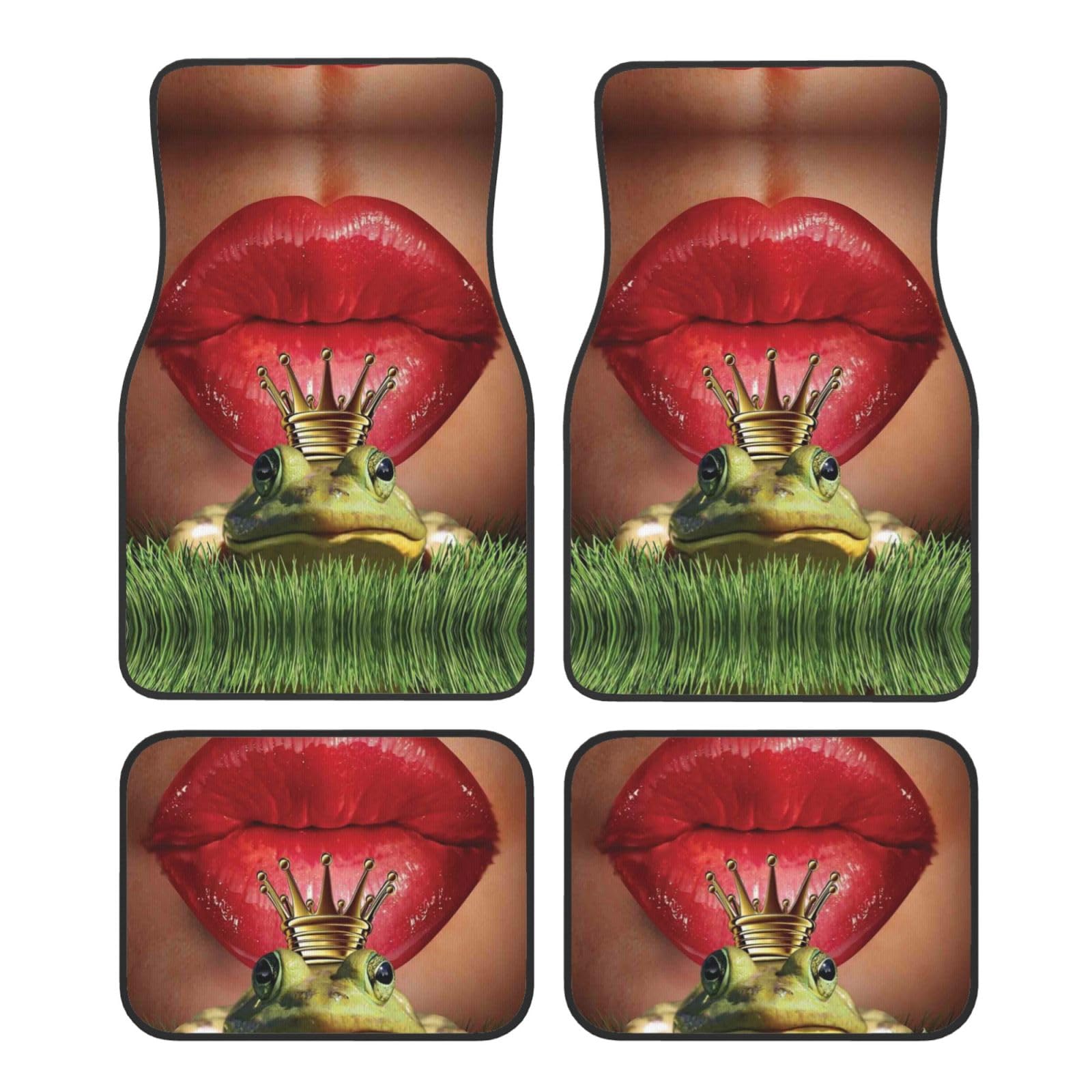 Red Lips Getting Ready To Kiss A Frog Print Autofußmatte Universal Anti-Rutsch Jet-Washable Car Mat von Shunieg