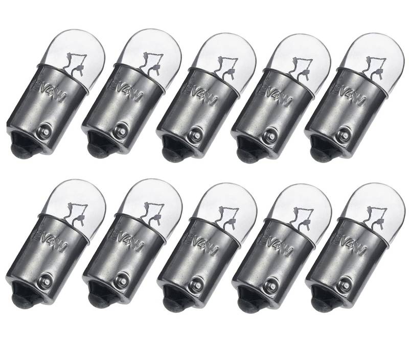 ShuoHui 10x T4W BA9s Standlicht-Lampe Autolampe 6V/12V 4W Birnen Auto Standlicht Innenraumbeleuchtung Innenbeleuchtung Signallampe (12, Volt) von ShuoHui