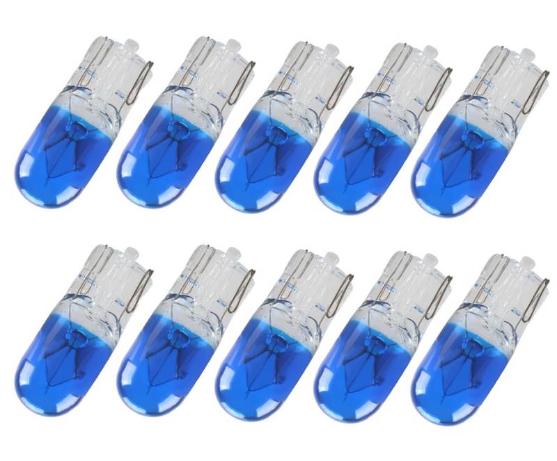 ShuoHui 10x W5W T10 12V 5W W2.1x9.5d Parking Light License Plate Lighting Glass Base Bulb Festoon Car Lamps (Blue) von ShuoHui