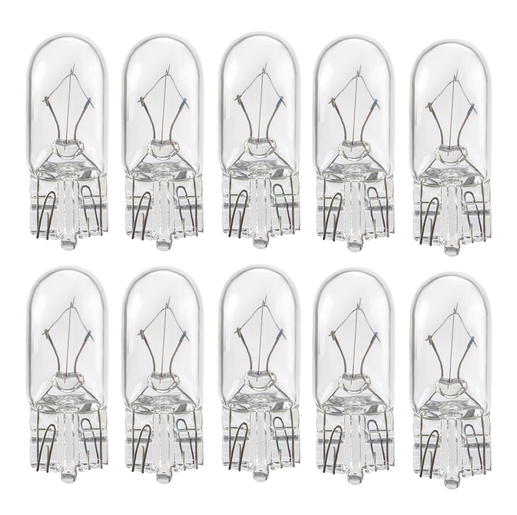 ShuoHui 10x W5W T10 12V 5W W2.1x9.5d Parking Light License Plate Lighting Glass Base Bulb Festoon Car Lamps (White) von ShuoHui